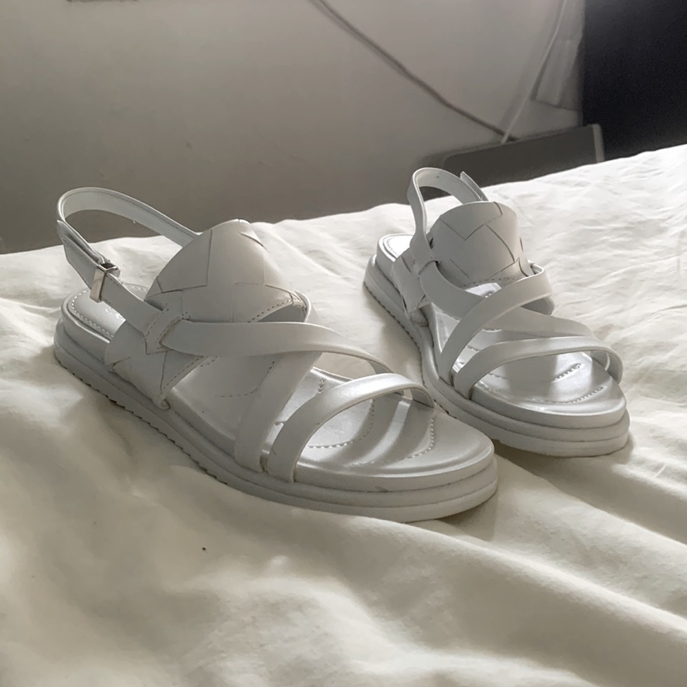 Franco Sarto White Leather Sandals